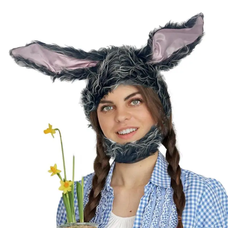 

Симпатичная плюшевая шапка в форме ушей кролика Пасхальная шапка с ушками зимняя шапка уличная ветрозащитная Лыжная шапка для девушки Пасх...