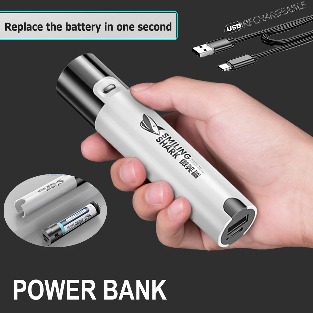 Portable Mini LED Flashlight Built In Battery Can Be Replaceable Waterproof USB Linterna As Power Bank Torch Linterna Camping