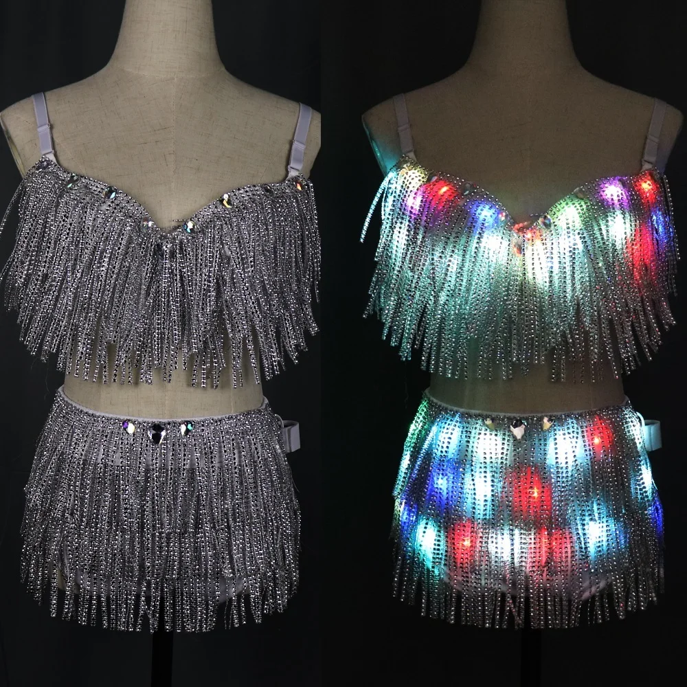 

Xfhh LED Clothes Luminous Costume Ladies Bra luminous Shorts LED Ballet Costume Party Suits el product