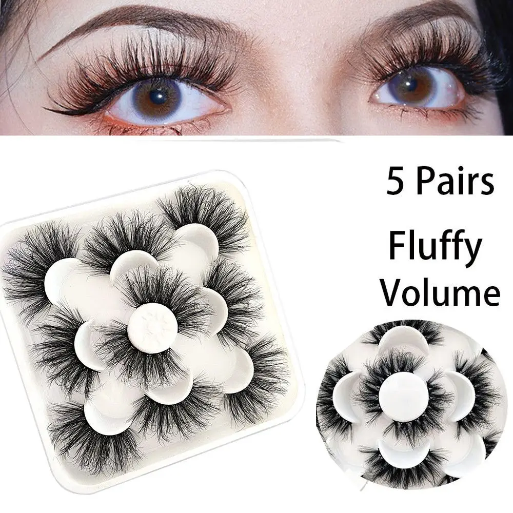 

5Pairs Handmade Wispy Makeup Lashes Eyelash Extension Tool Long Natural Fake Lashes False Eyelashes 8D Faux Mink