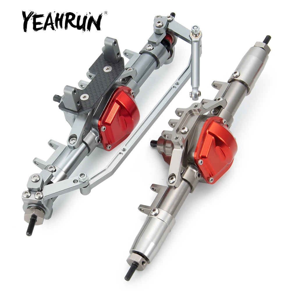 

YEAHRUN Complete Aluminum Alloy Front & Rear Axle for Axial SCX10 90047 JEEP Wrangler 1/10 RC Crawler Car Replacement Parts