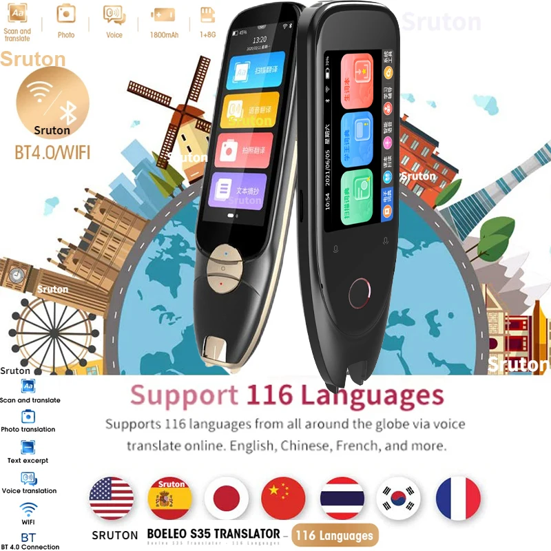 Leitura de Digitalização Offline sem Fio Dicionário Tradutor Caneta Scanner Texto 116 Idiomas Traduzir Touchscreen Função S35 & S50