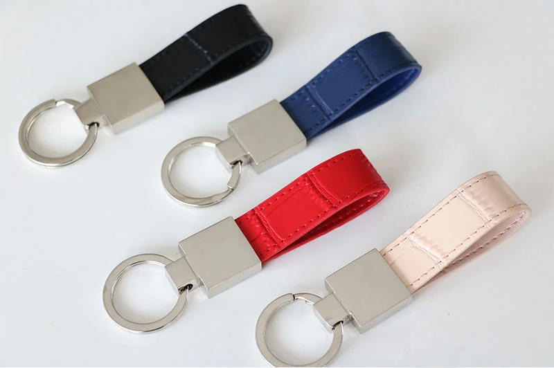 Free Custom Initial Letters Leather Keychain For Women Men Car Key Crocodile Pattern Key Holder High Grade Keychain Key Ring