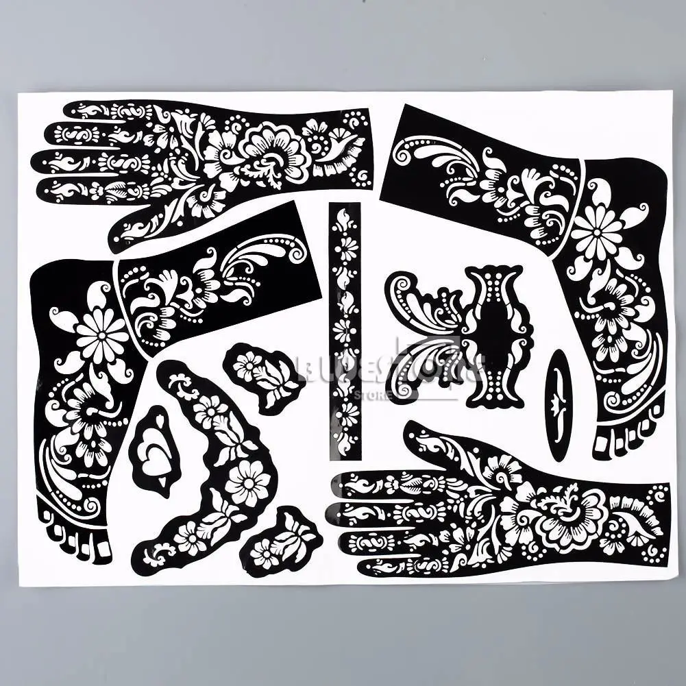 

1 Sheet Henna Templates Hands Feet Leg Arm Airbrushing Tattooing Professional Mehndi Body Painting