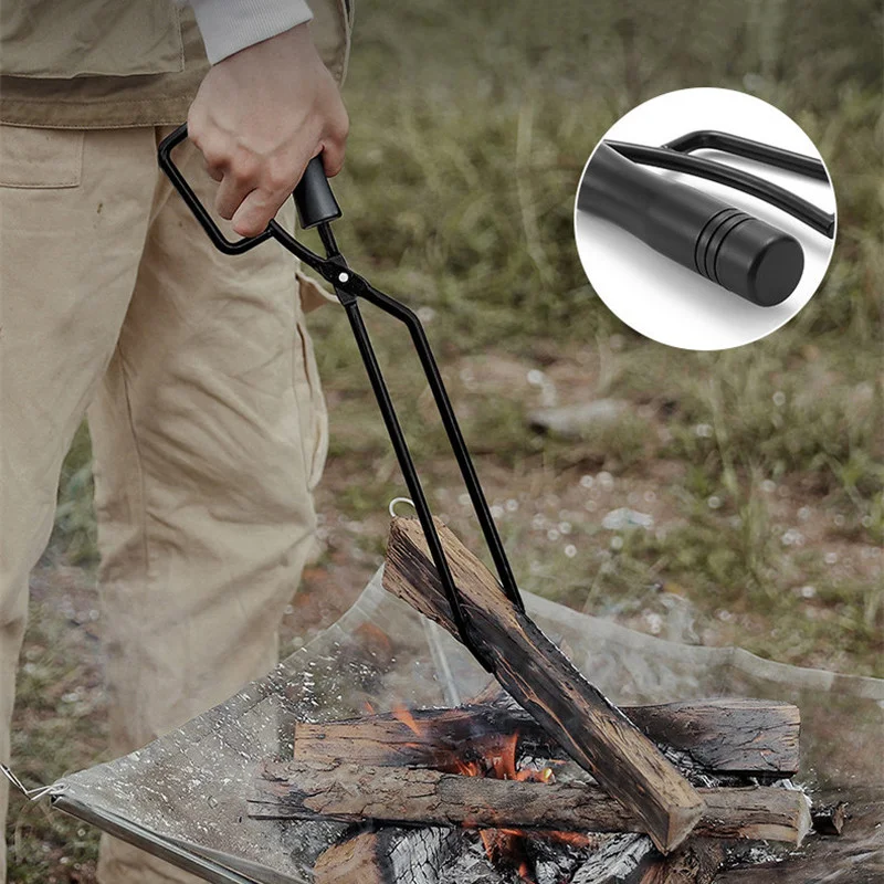 

420mm Ferruginous Outdoor Barbecue Charcoal Clip Heat Insulation Long Handle Tongs for Hiking Camping Outdoor Cook Charcoal Clip