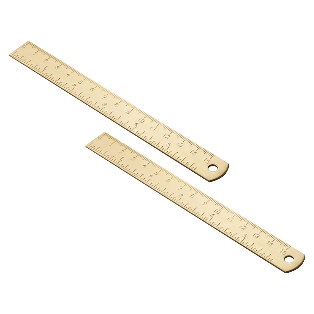 

2 Pcs Brass Ruler Drawing Accessory Supply Straight Painting Multi-function Household Portable Bookmark Study