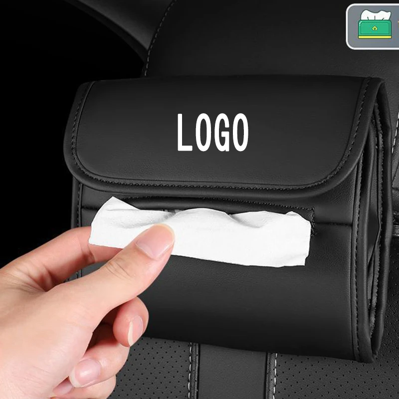 

Car tissue box car logo car hanging paper towel bag net red armrest box creative health paper box bag can be customized car logo