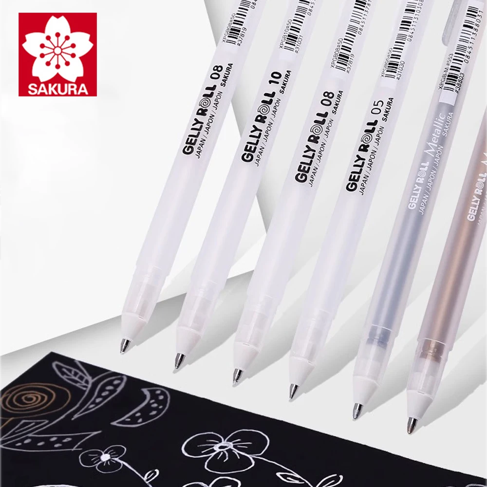 Genuine Japanese Sakura 0.3/0.4/0.5mm White Gel Pen Calligra
