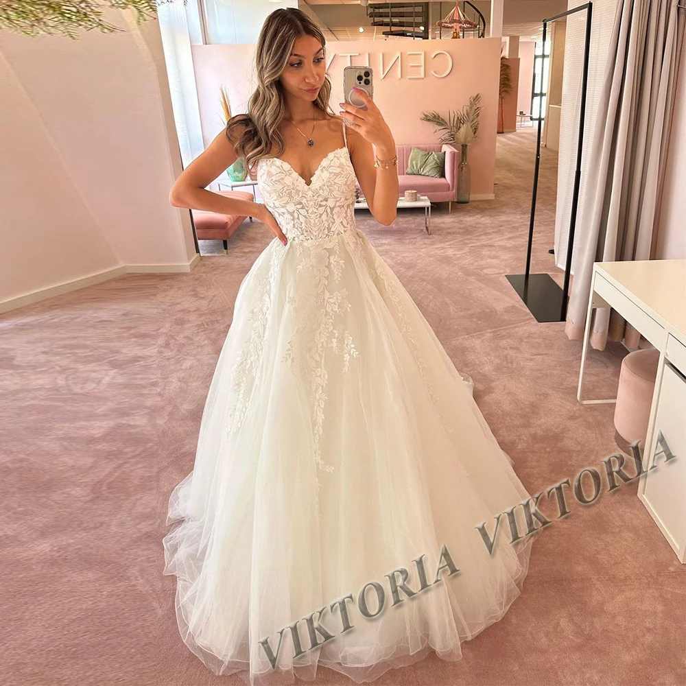 

VIKTORIA Pastrol Wedding Dresses For Woman 2024 Bride Spaghetti Straps Sweetheart A-LINE Appliques Robe De Mariée Custom Made