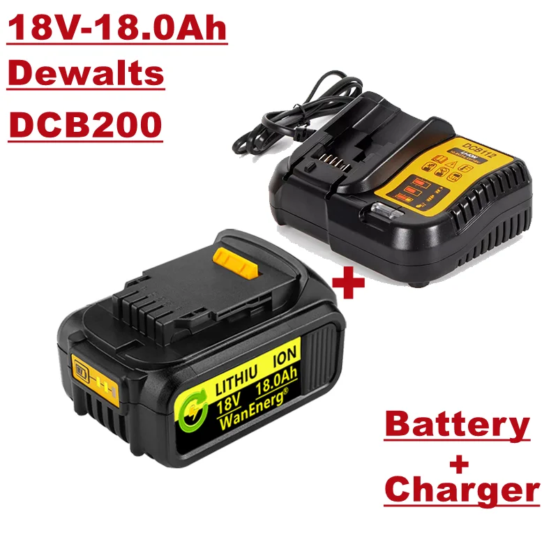 

18V power tool battery, 18000mAh, for dcb180 dcb181 dcb182 dcb201 dcb201-2 dcb200-2 dcb204-2 L50, 1 Battery + charger for sale