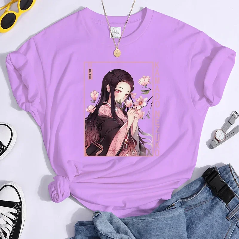 Новая футболка с принтом Харадзюку аниме камадо незуко Y2K коротким рукавом