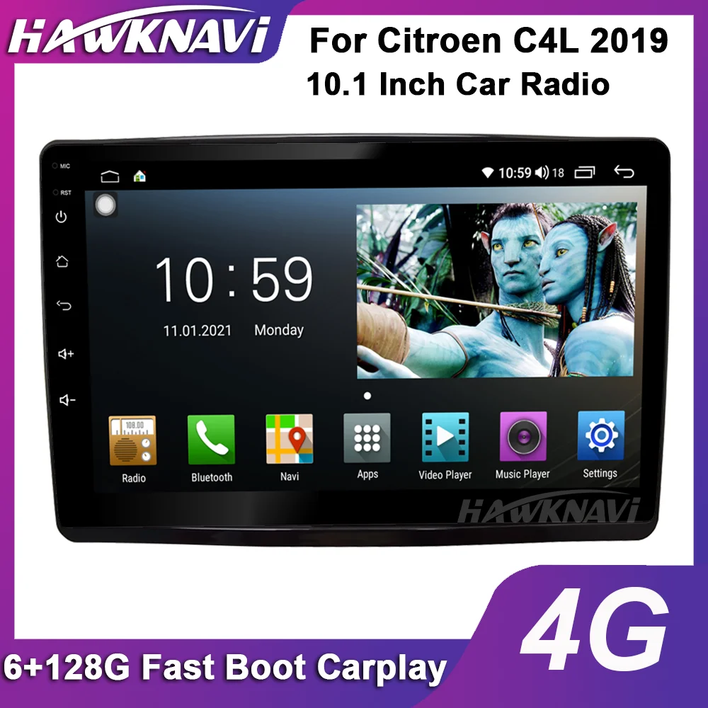 

Hawknavi 10.1 Inch 6+128G Car Raido For Citroen C4L 2019 Automotive Audio Navigation Headunit Reciever Multimedia Player