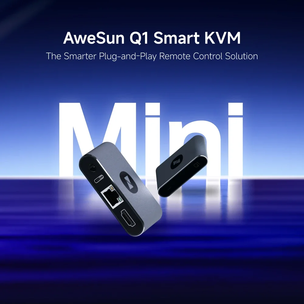 Фото AweSun Mini Cloud KVM Q1: Миниатюрный KVM-концентратор для удаленного управления настольными и мобильными компьютерами, с доступом онлайн и офлайн, JetKVM, BIOS, SSH, передача данных №5
