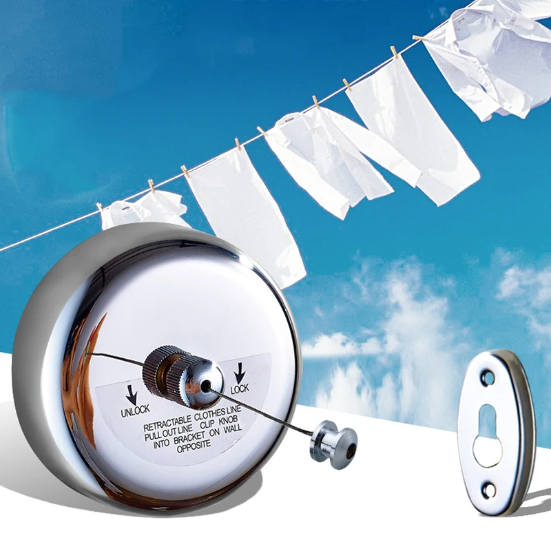 

Wall Mount Stainless Steel Retractable Clothesline Home Indoor Outdoor Laundry Hanger Clothes Bathroom Drying Rack Rope