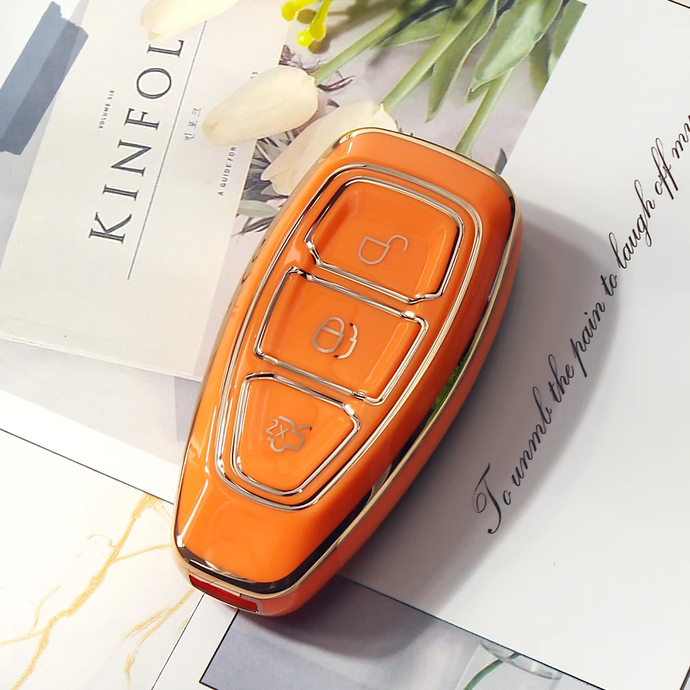 KEYYOU Новый 3-кнопочный чехол для автомобильного ключа из ТПУ для Ford Focus 2 3 C-Max S-Max Fiesta Mondeo Kuga Ecosport Ranger Escape Galaxy