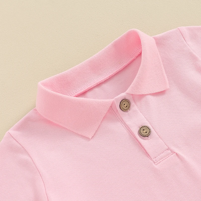 Летняя одежда для маленьких мальчиков рубашка с коротким рукавом отворотом и