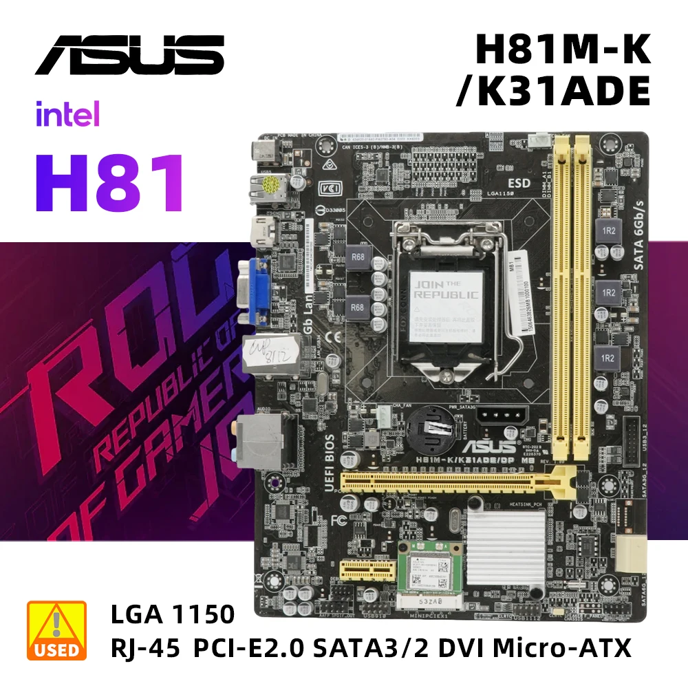 Комплект материнской платы для процессора ASUS H81M-K/K31ADE и I5 4690S, чипсет Intel H81 LGA1150 DDR3 32 Гб VGA HDMI Micro-ATX для процессора Core i7 i5 i3