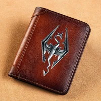 high quality genuine leather wallet the elder scrolls skyrim symbol printing card holder male short purses bk484