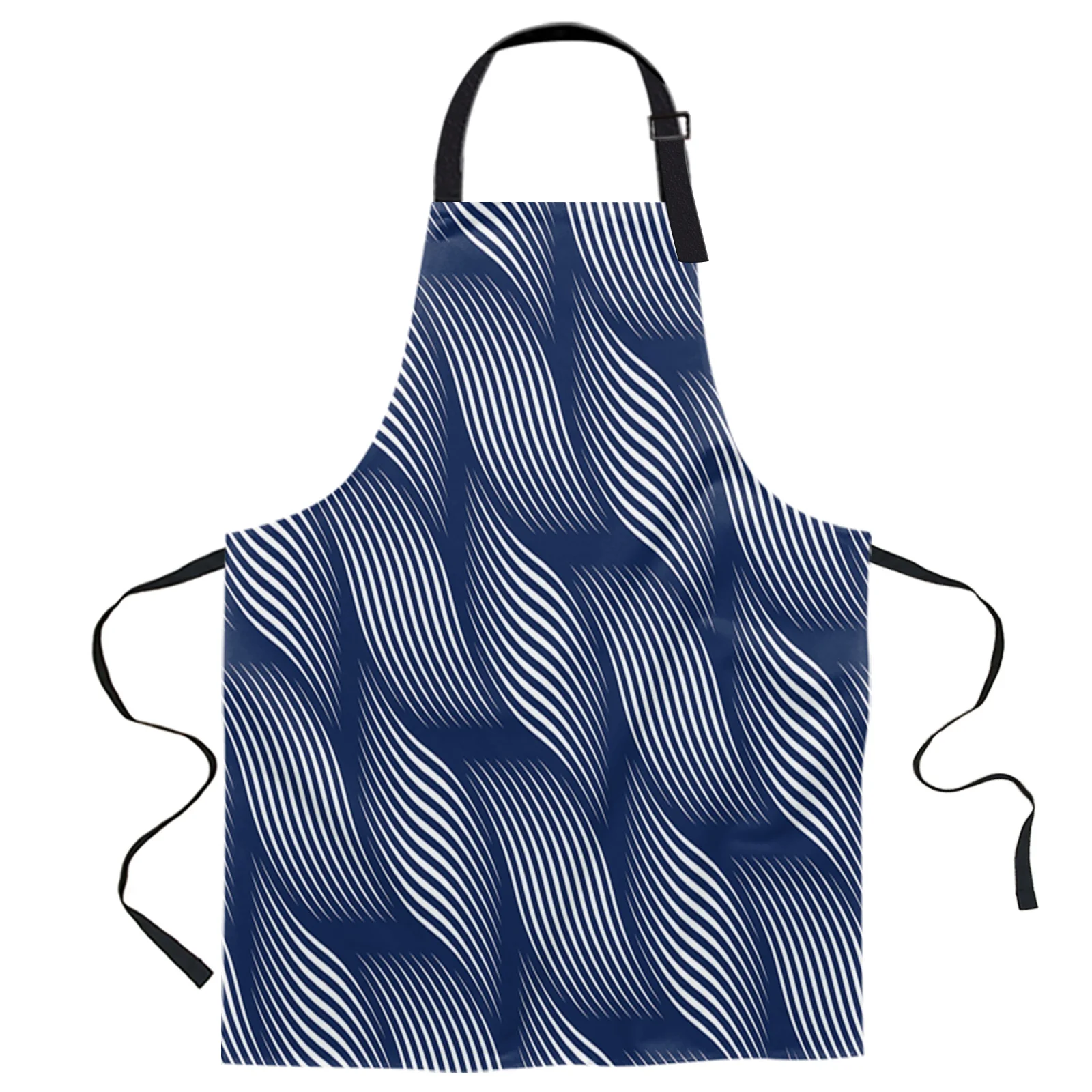 

Wave Pattern Geometry Design Adjustable Canvas Kitchen Coffee Apron Ladies Couple Cooking Dining