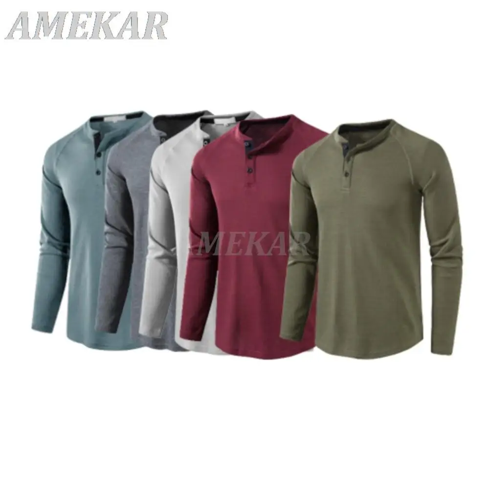 

Fashion Round Neck Slim Casual T Shirt For Men Classic Loose Solid Long Sleeve Tops Male Spring Simple All-match Pullover Tops