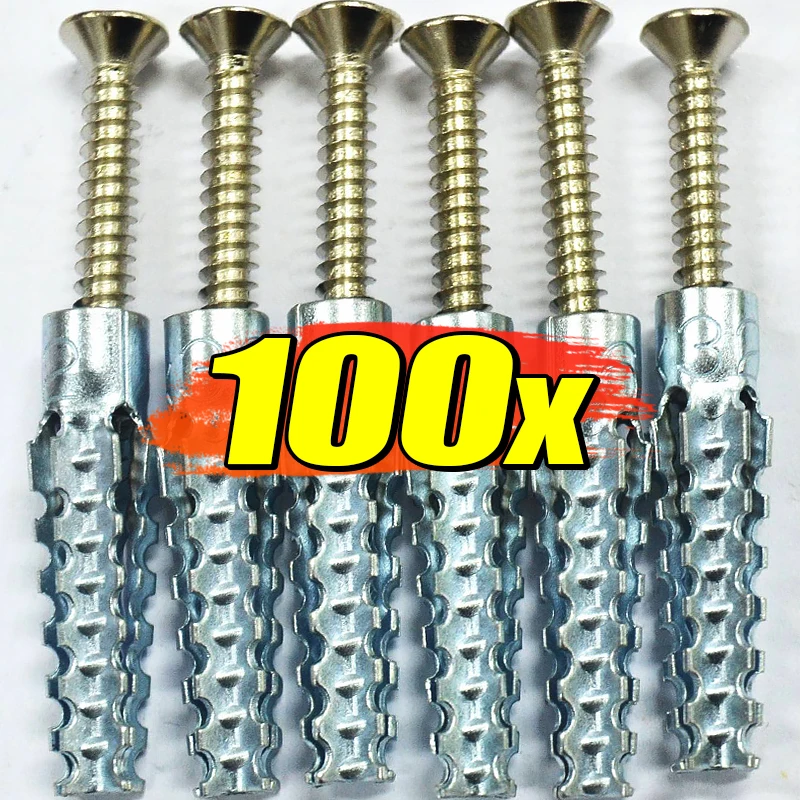 Зубчатые стальные саморезы, металлическая расширительная трубка, пробка для сверления труб для бетонных настенных анкеров, комплект крепежных болтов