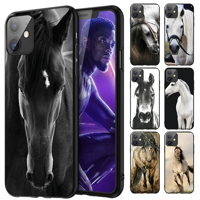 

Мягкий чехол для телефона из ТПУ для iPhone 12 13 14 Pro Max MINI Plus, милый защитный чехол с изображением лошади