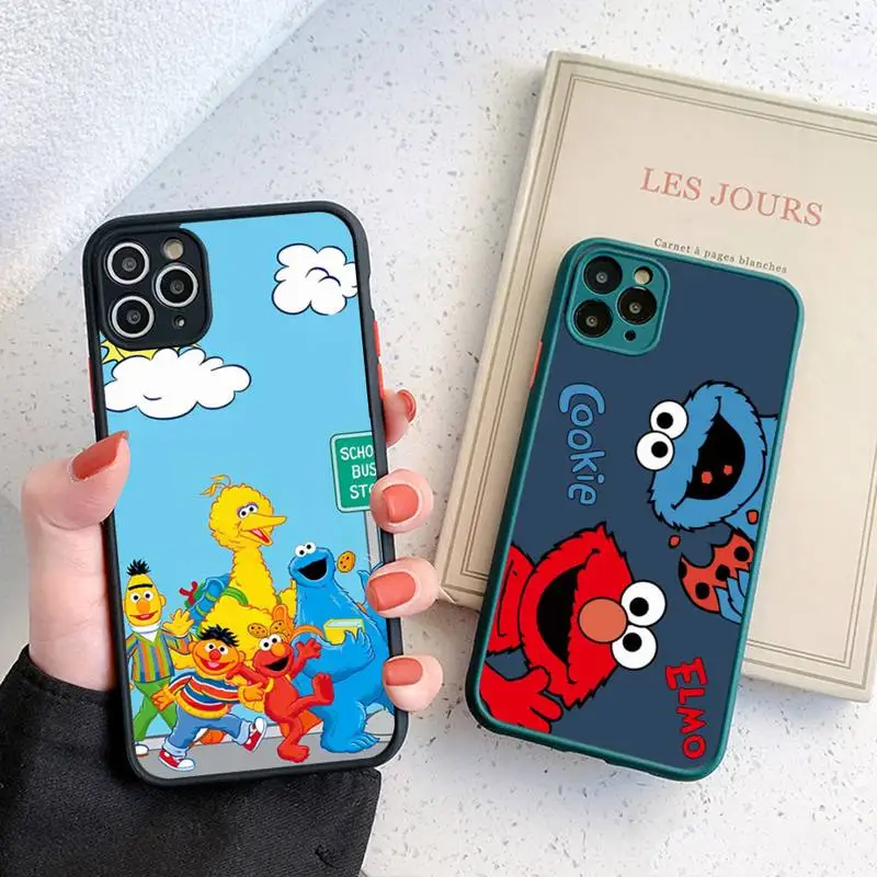 

Cute Cookies ELMO Sesame Street Phone Case for iPhone 14 11 12 13 Mini Pro Max 8 7 Plus X XR XS MAX Translucent Matte Cover