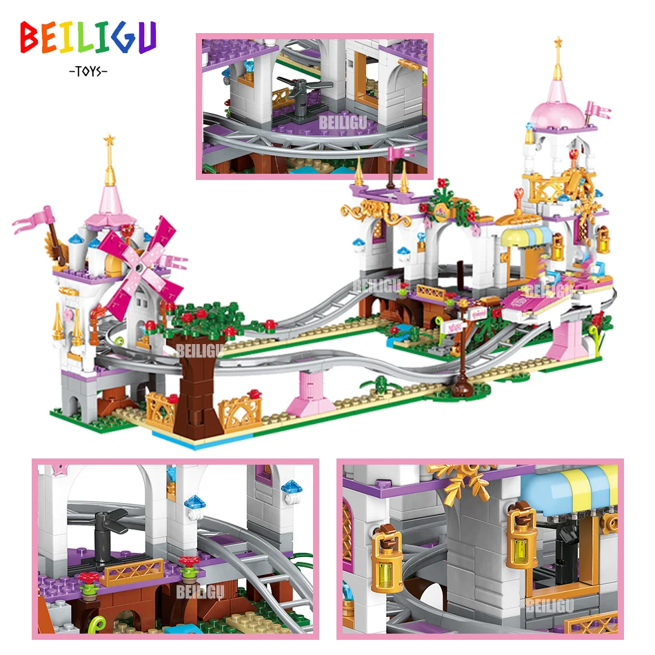 друзья парк развлечений строительные блоки девочки принцесса замок карета