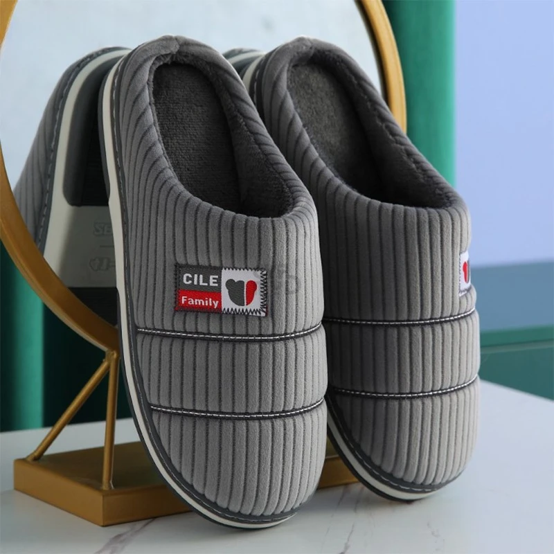 

Striped Men's Slippers 2022 Winter Home Slide Shoes Classic Basic House Slippers for Men Comfortable Soft Soles