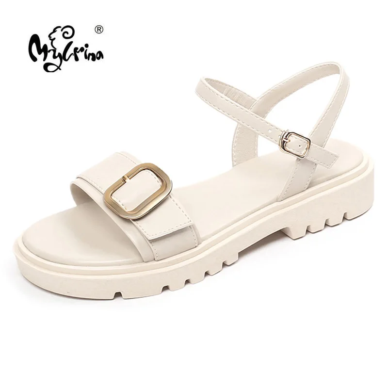 

MYLRINA New Summer Women Sandals Fashion Design Breathable Patent Leather Casual Beach Shoes Soft Bottom Outdoor Ladies Sandals