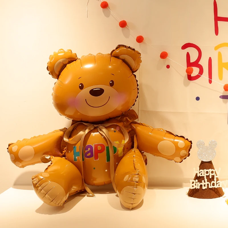 

33 inch 3D Stereo Teddy Bear Balloon Aluminum Film Balloon Cartoon Cute Bear for Children Birthday Party Decoration Scene Layout