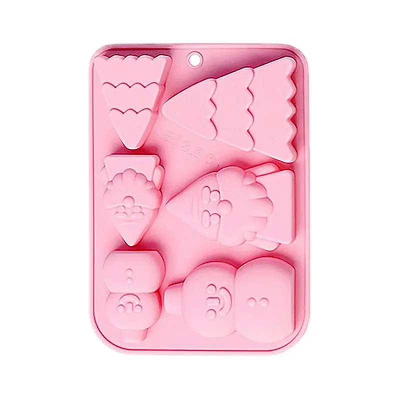 

Рождественская форма для мыла Снеговик Санта Дерево 6 ячеек силиконовые формы DIY сахар шоколад жесткие конфеты десерт свеча формы