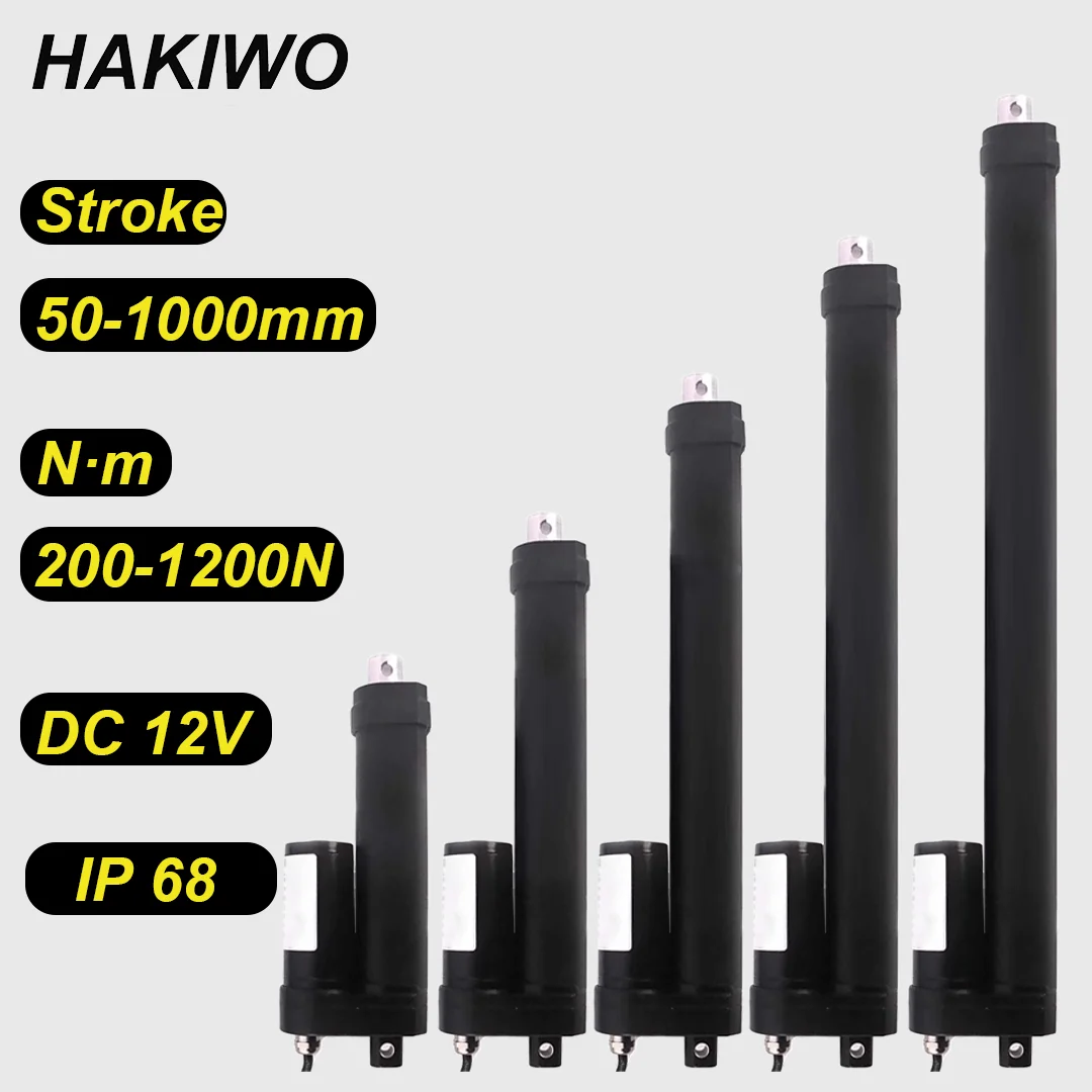 

HAKIWO IP68 Водонепроницаемый линейный привод 12 В 1200N 100 мм 300 мм 500 мм 850 мм 1000 мм ход солнечный трекер моторизация двери 40 мм/с