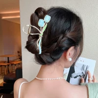 2022 vintage metal tulip women hair claws women korean luxury flowers hair clips headwear hairpins fashion hair accessories
