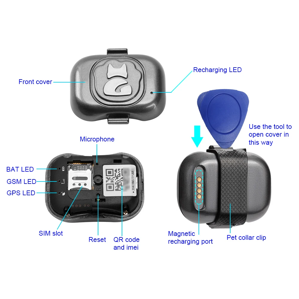 Pet GPS трекер ошейник для собак водонепроницаемый IP67 500 мАч SOS гео-забор Мини Кошка