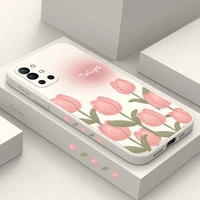 elegant tulip phone case for oneplus 9r 9rt 9 8t 8 7 7t pro 5g liquid silicone cover