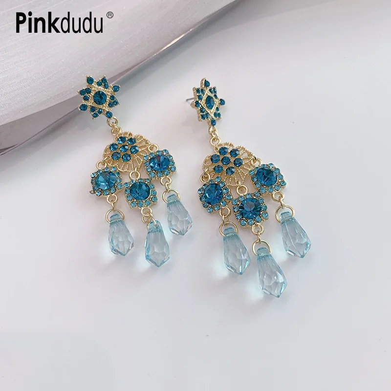 

Pinkdudu французские барочные хрустальные висячие серьги с кисточками модные деликатные серьги из сплава для женщин ювелирные изделия подарки...