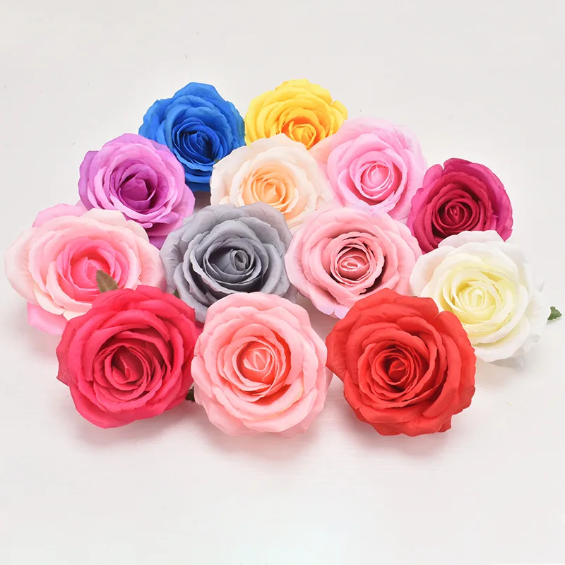 

Artificial Flower, 10cm Multicolor Rose Flower Head, Home Decoration Flower, Valentine's Day Gift Box DIY Decorative Silk Flower