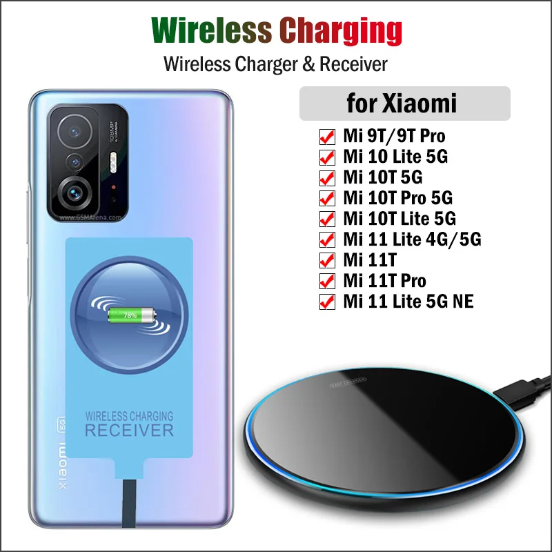 qi wireless charger receiver for xiaomi mi 11t 10t 9t pro 10 11 lite 5g ne wireless charging adapter usb type c connector free global shipping