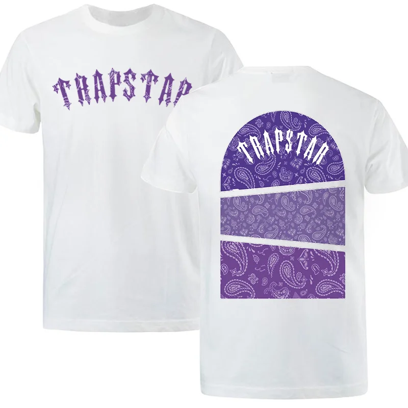 

TRAPSTAR ART OF WAR PAISLEY T-Shirt Men Fashion Casual Short Sleeve Harajuku Loose Oversized Tops purple texture Print T Shirts