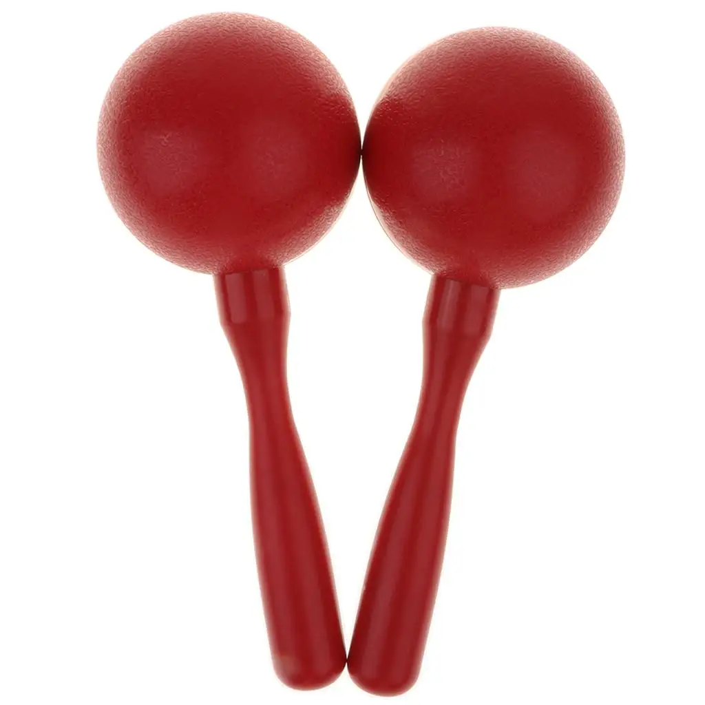 

1 Pair Plastic Hand Percussion Maraca Rattles Children Musical Instrument Toys –Red