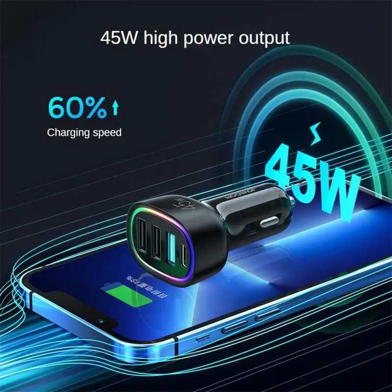 

New Car Convenient 45W Charger Multi-interface Car Charger Mobile Phone Fast Charging LED Display Light Fast Charging Head