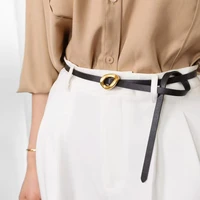 literary ladies fashion belt trend design irregular twist shape thin belt decorative accessories leather belt wear resistant