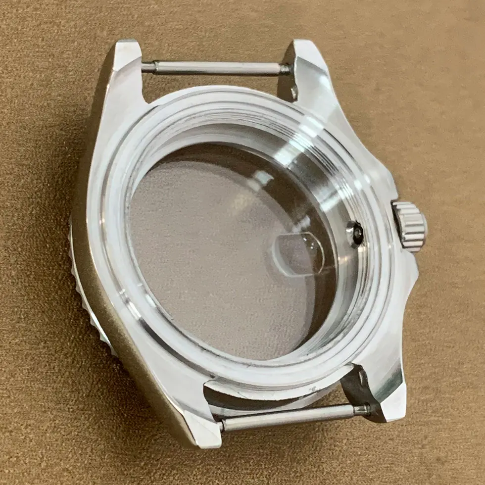 40mm Watch Case Fine Stainless Steel Bidirectional Rotation Sapphire Mirror Fit Miyota8215 8205 Mingzhu DG2813 3804 Movement