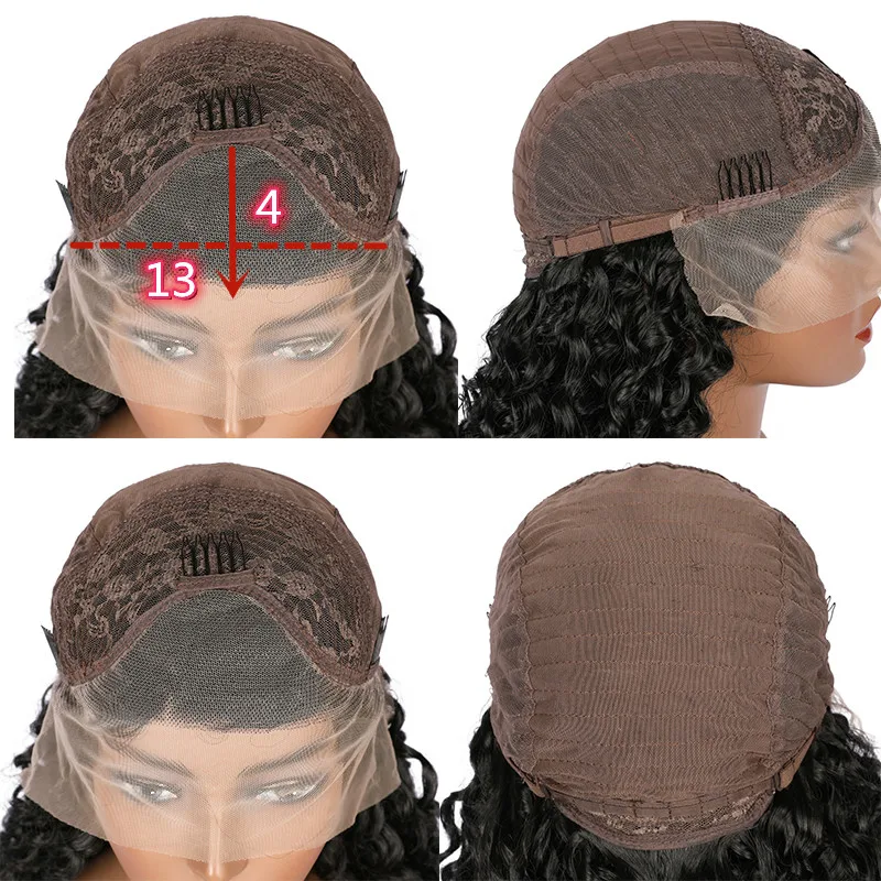 Высокая плотность кудрявые безклеевые 5% человеческие волосы кружевной передний