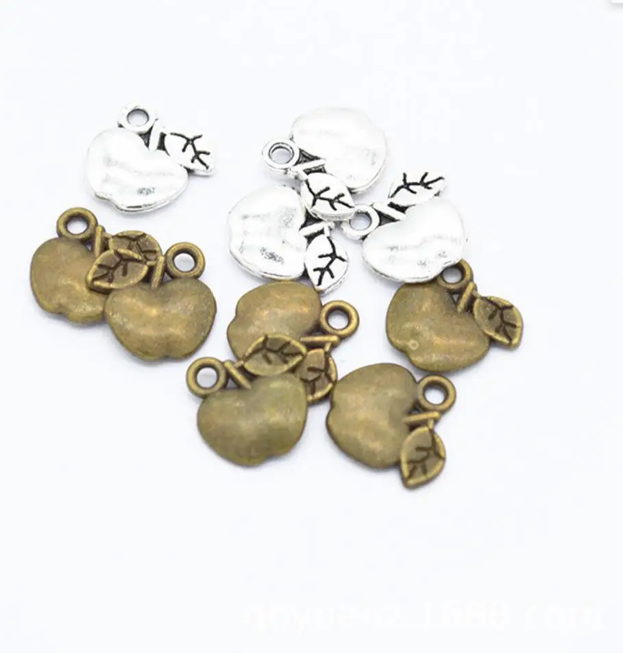 

100pcs Charms Apple 11x11mm Tibetan Bronze Silver Color Pendants Antique Jewelry Making DIY Handmade Craft F0312