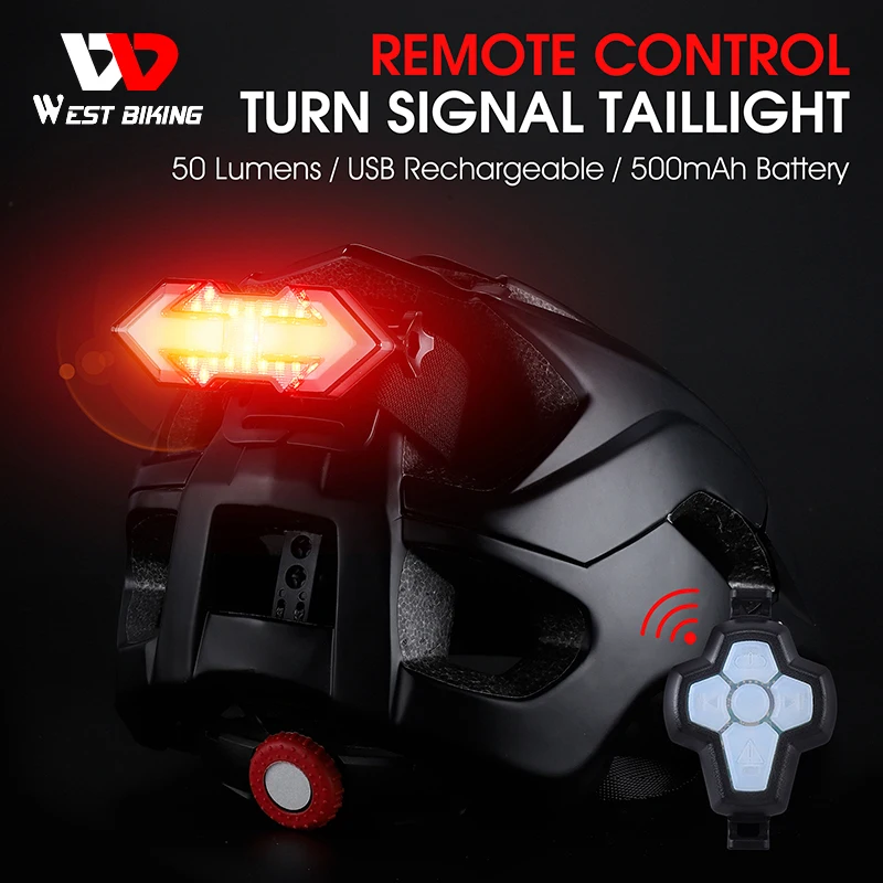 

WEST BIKING Helmet Directional Lights Rechargable Bicycle Tail Light Remote Turn Signal Rear Lights Wireless Bike Flashing