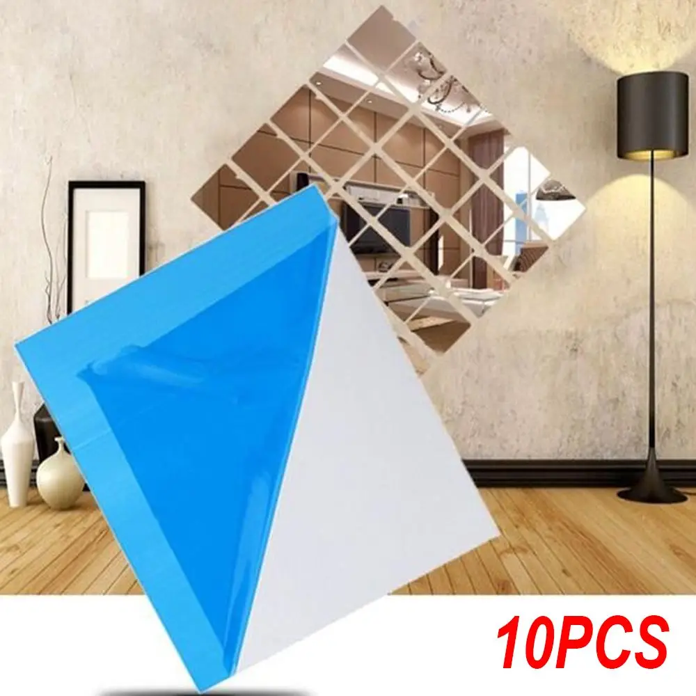 

10pcs Home Decor Bathroom Self-adhesive Bedroom DIY Decals Wall Tile Stickers Square Mirror Stickers