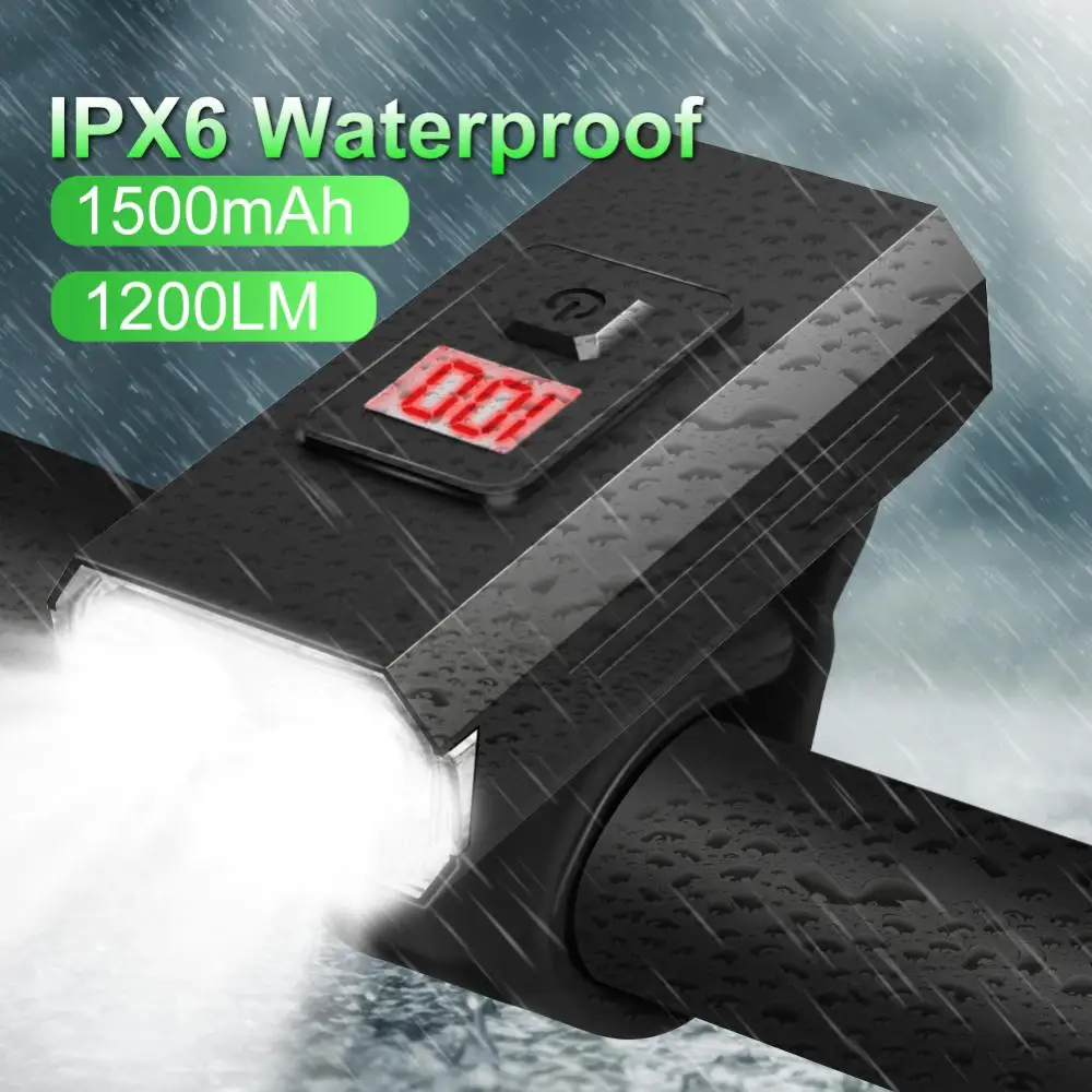 

1200Lumen Bike Light Headlight LED Flashlight USB Rechargeable Torch Aluminum Alloy Cycling High Beam Low Bicycle Accessories