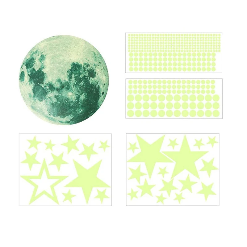 

Realistic 3D Glow In The Dark Stickers, 435Pcs Luminous Dots Stars And Moon DIY Wall Stickers For Kids Bedroom Room